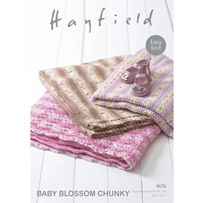 Image of Sirdar Hayfield 4676 Knitting Pattern Easy Knit Baby Blankets in Blossom Chunky