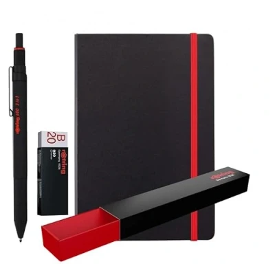 Image of rOtring 600 3 in 1 Multicolour Pen and Mechanical Pencil + Notebook Black &amp; Red Ballpoint Tips Tip (0.5mm)