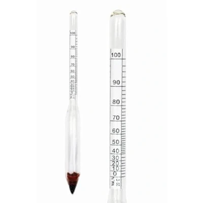 Image of Alcohol Meter 0 100% + Plastic Trial JAR Alcoholmeter Alcoholometer, Hydrometer Turbo Yeast, Vodka, Spirit