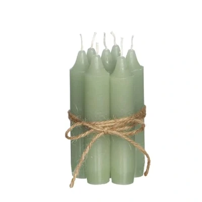 Image of Comforder Candle Set (7 Pieces), 11 cm Taper Candles Green, Table Plain, 4+ Hours Burning Time