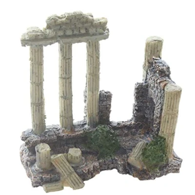 Image of emours Aquarium Decoration Fish Tank Landscape Ornament Vintage Ruins Roman Column