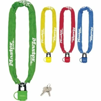 Image of MASTER Lock Bike Chain with Padlock [Key] [90 cm Chain] [Random Color] 8390EURDPROCOL Ideal for Bike, Electric Mountain Road Folding
