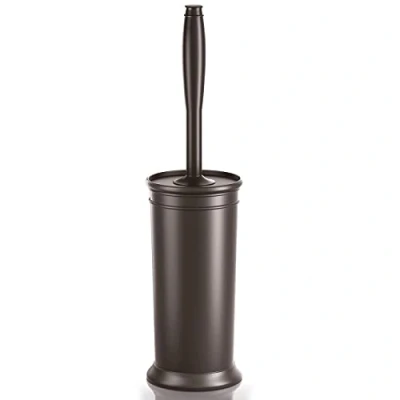 Image of UPTRONIC Toilet Brush, Bowl Brush with Extra Long Handle Durable Bristles Scrubber and Covered Holder for Set Bathroom Cleaning (Brown, 1 Set)