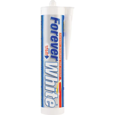Image of Everbuild Forever White Anti Mould Silicone Sealant Permanently Waterproof Suitable for Internal And External Use 295ml