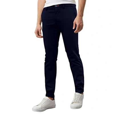 Image of westAce Mens Skinny Chino Super Stretch Comfortable Jeans Essentials Casual Trousers (W38 x L34 (38L), Ice Blue)