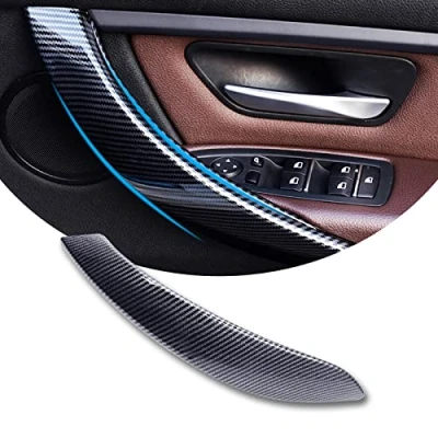 Image of DWVV Black F30 328i Car Door Handle for BMW F31 F32 F33 F34 F36 F80 Inner Trim Handles (Carbon Fibre Right)