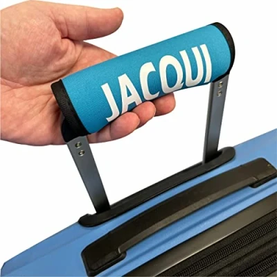 Image of Luggage Handle Wrap/Cover for Suitcase/bags Grip/Case Identifier perfect travel Neoprene Wrap printed with name Tag (Aqua, Twin Pack)