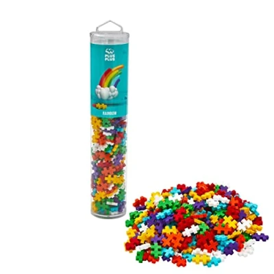 Image of Plus Building Blocks Toy 240 pc Kids Construction Toys, Creative Learning Resources and STEM Play for Home Travel Girls Boys Toys Age 5 Rainbow Pieces