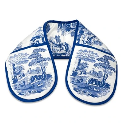 Image of Portmeirion Home &amp; Gifts Double Oven Glove, Blue White