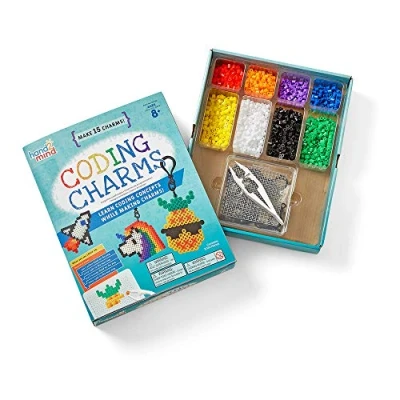 Image of Learning Resources Coding Charms, 15 Science Experiments, for Kids Ages 8 12, Activity Book, Colourful Fuse Bead Patterns, Coding, Kit 18 Designs and 16 Key Chains