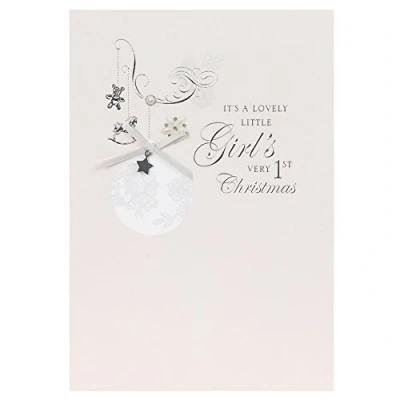 Image of Hallmark Medium 1st Christmas Baby Girl Contemporary Card