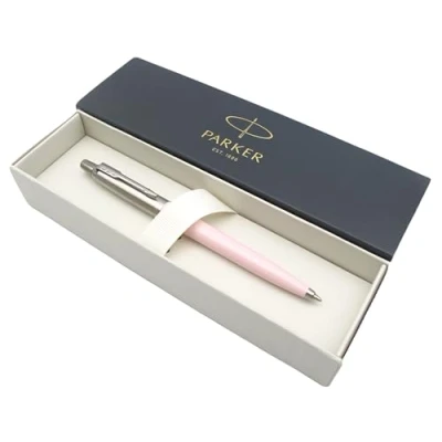 Image of Parker Jotter Stainless Steel Ballpoint Pen Baby Pink Pastel Finish Blue Ink Gift Boxed