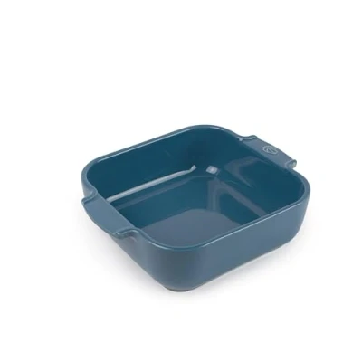 Image of PEUGEOT Square Ceramic Baking Dish 21 cm (Handles Included) x 17.5 6 Capacity: 1.1 L Single Serving 10 Year Guarantee Made In France Light Blue Colour