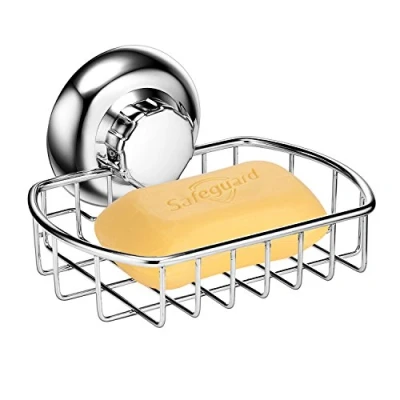 Image of MaxHold No Drilling/Suction Cup Soap Basket Dish Holder Vaccum System Stainless Steel Never Rust for Bathroom &amp; Kitchen