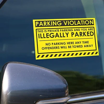 Image of Parking Violation Stickers for Cars (Fluorescent Yellow) 100 No Illegally Parked in Private Areas/Hard to Remove Super Sticky Park Tow Warnings 8&quot; x 5&quot; by MESS