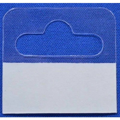 Image of 50 Sticky Euro Hook Slot Hang Hanging Retail Tabs 46mm x 43mm with Strong Adhesive