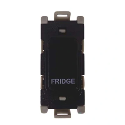 Image of Deta G3557BK Grid Switch 20 Amp Double Pole Marked &#039;Fridge&#039; (Black)
