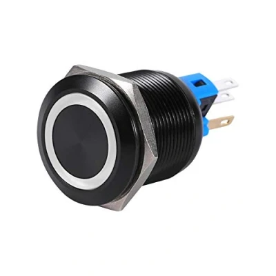 Image of LED Latch Push Button Switch, 22mm 12V Self Locking Switch Waterproof(White LED)