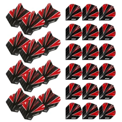 Image of WINMAU Prism Alpha Design Extra Thick dart flights 10 sets per pack (30 in total) (Black &amp; Red)