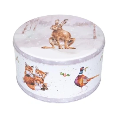 Image of Wrendale Designs &#039;Winter Woodland&#039; Woodland Animal Christmas Round Tin