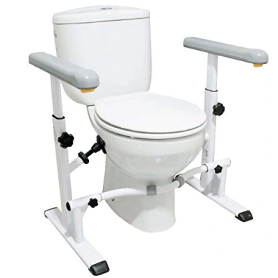 Image of KMINA Toilet Frame for Disabled and Elderly, Sturdy Safety Rails, Grab Rails Bathroom, Free Standing, Seat, Height Width Adjustable