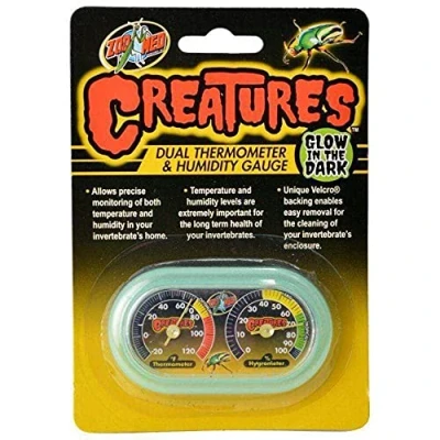 Image of Zoo Med Creatures Dual Thermometer &amp; Humidity Gauge Glow In The Dark