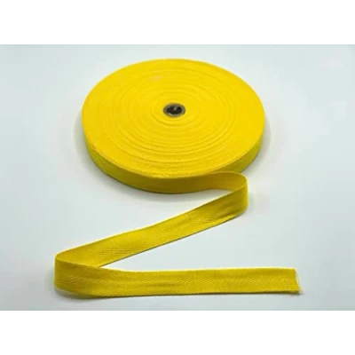 Image of Yellow Cotton Blend Binding Apron Herringbone Twill Webbing Tape Sew Strap 25mm Wide 1&quot; 5 metres