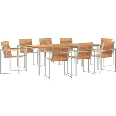 Image of vidaXL 9 Piece Garden Dining Set Solid Wood Teak