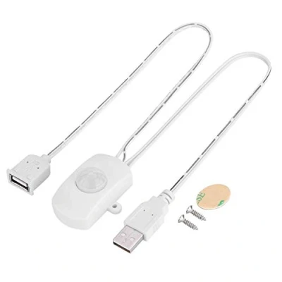 Image of Tosuny PIR Motion Sensor Switch, 4A DC 5 24V, Mini USB Interface, 120 Degrees Detection Range, Wide Application(White)