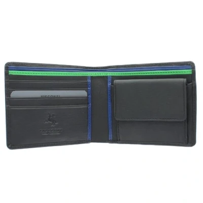 Image of Visconti Gents Leather Bond Collection &#039;M&#039; Wallet RFID Blocking BD10 Black/Cobalt/Green