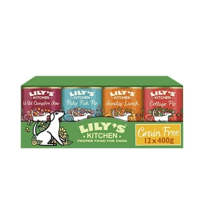Image of Lily&#039;s Kitchen Natural Adult Wet Dog Food Tins Grain Free Recipe Variety Pack 12x400g