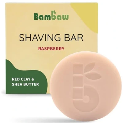 Image of Bambaw Shaving Soap for Women 80g, Red Clay &amp; Shea Butter Shave Soap, Bar Women, Natural Bar, Eco Vegan Exfoliating Raspberry