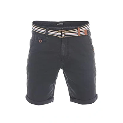 Image of riverso RIVKlaas Men&#039;s Chino Shorts Regular Fit Belt Bermuda Summer 98% Cotton Green Red Blue Beige Grey W30 W31 W32 W33 W34 W36 W38 W40 W42 32