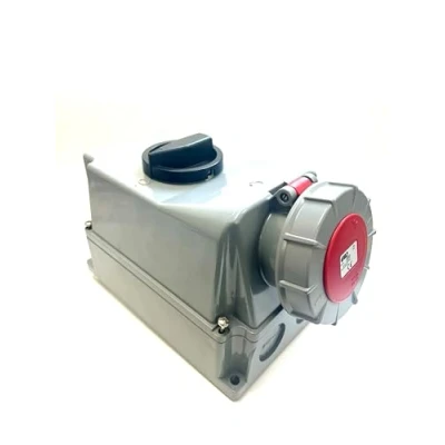 Image of GARO 63AMP 5 PIN 3 Phase IP67 415V RED Switched Interlocked Socket 3P+N+E