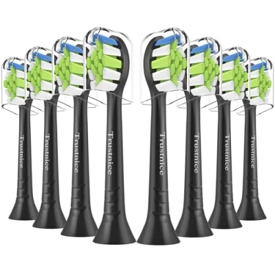 Image of Trustnice Toothbrush Heads Compatible with Philips Sonicare Toothbrush, Replacement Brush for W2, Diamondclean, HealthyWhite, FlexCare Brush, 8 Pack (Black, 1 Count (Pack of 8))