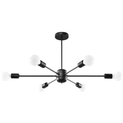 Image of Lango Multi Arm Semi Flush Ceiling light, Black, 6x E27