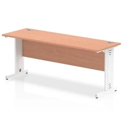 Image of Impulse 1800 x 600mm Straight Desk Beech Top White Cable Managed Leg