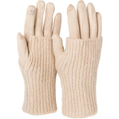 Image of styleBREAKER Women&#039;s Touchscreen Fabric Gloves with Detachable Knit Cuffs, Warm Finger Gloves, Winter 09010022, Colour:Beige