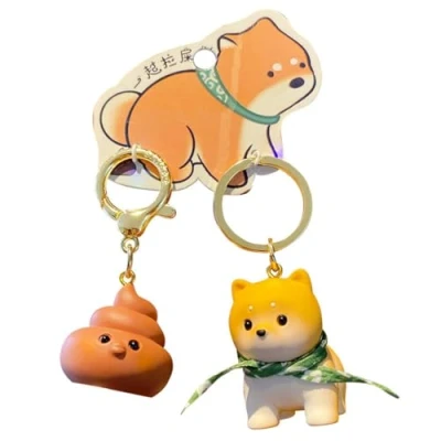Image of CAOXIAN Shiba Inu Couple Keychain Creative Cute Funny Dog Resin Doll Pendant Handbag Charms Car Cartoon Key Chain for Girl Women