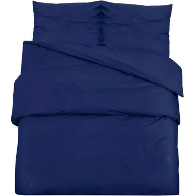 Image of vidaXL Duvet Cover Set Navy Blue 200x220 cm Cotton