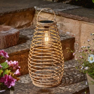 Image of Smart Solar Venus Rattan Powered LED Lantern Natural