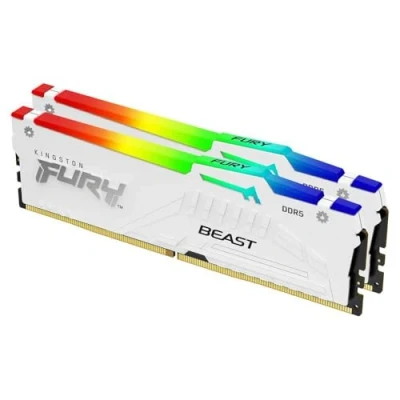 Image of Kingston FURY Beast White RGB EXPO 32GB 6400MT/s DDR5 CL32 DIMM Desktop Gaming Memory Kit of 2 KF564C32BWEAK2 32