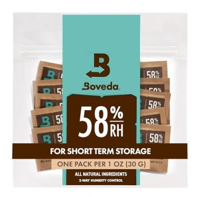 Image of Boveda 58% Two Way Humidity Control Packs for Storing 1 oz Size 8 10 Pack Moisture Absorbers Small Storage Containers Humidifier Hydration Packets in Resealable Bag