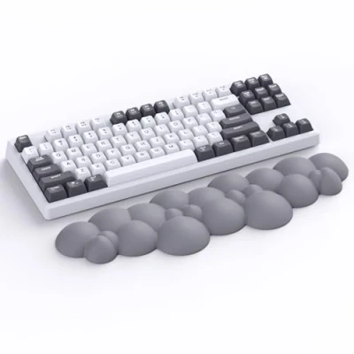 Image of Attack Shark Gray Cloud Soft Comfortable Keyboard Wrist Rest,Anti Skid Ergonomic Support Keyboard,Desk Hand TKL Mechanical Keyboard/Full Size Gaming Keyboard,15.2x4.4x1.2 inch Palm Rest
