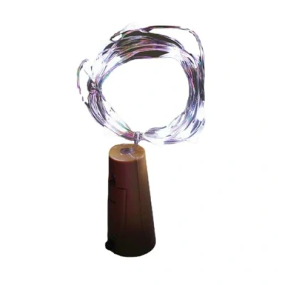 Image of anso 20pcs LEDs 2M Fairy String Lights Wine Bottle Copper Cork Wire Lamp Party Decor (Cold White)