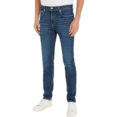 Image of Tommy Hilfiger Men Slim Bleecker Pstr Gulf Blue Denim Pants, Blue, 29W / 34L