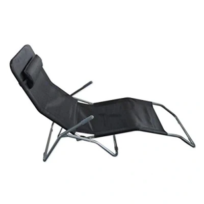 Image of SupaGarden Saint Tropez Lounger, Steel Frame And Textoline Mesh,Black,metal, Fabric