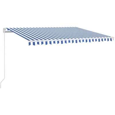 Image of vidaXL Manual Retractable Awning 400x350 cm Blue and White