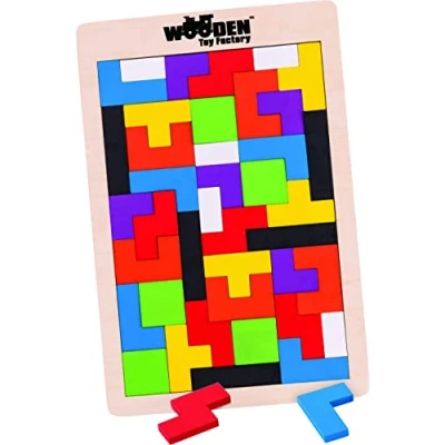 Image of The Wooden Toy Factory Intelligence Puzzle 40 PCs Tangram Game Educational Brain Teaser
