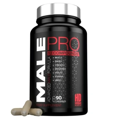Image of Male Pro Testosterone Booster for Men Supplements 12 in 1 Test Support Formula Muscle Growth Energy Libido Enhancer Magnesium Zinc Boost Supplement 90 Vegan Capsules